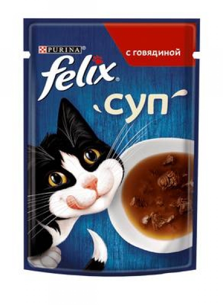 Felix Влажный корм для взрослых кошек, с говядиной, суп